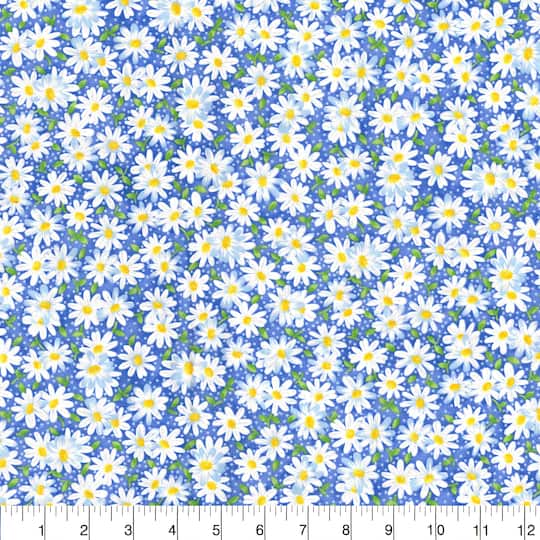 Fabric Traditions White Packed Daisies Cotton Fabric